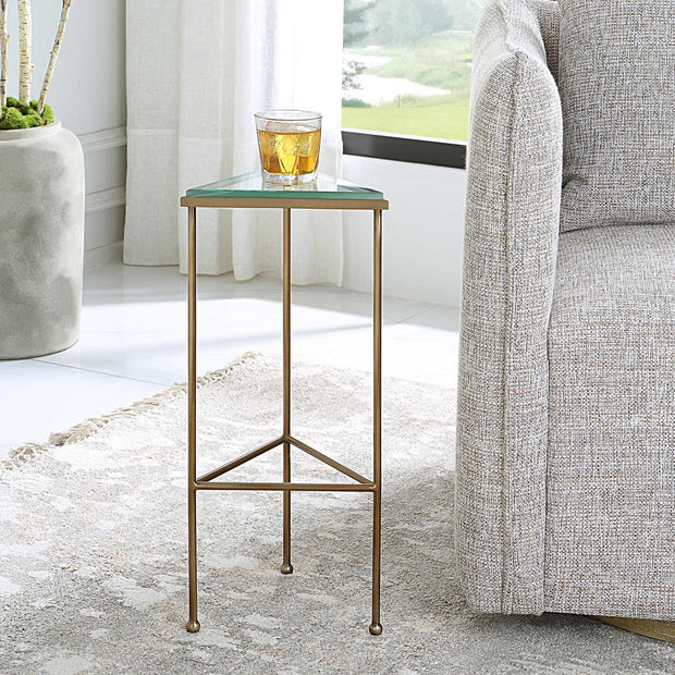 Uttermost Giza Glass Top With Brushed Gold Iron Drink Table