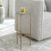Uttermost Giza Glass Top With Brushed Gold Iron Drink Table