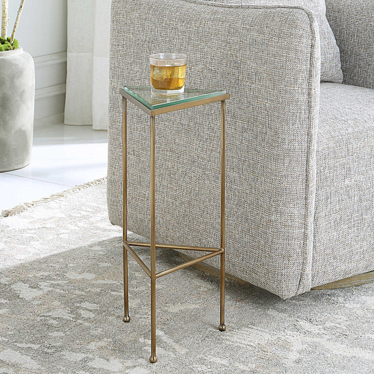 Uttermost Giza Glass Top With Brushed Gold Iron Drink Table