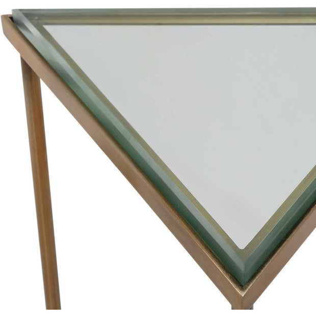 Uttermost Giza Glass Top With Brushed Gold Iron Drink Table