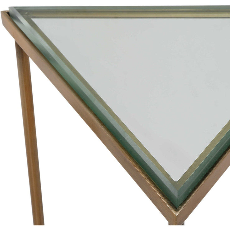 Uttermost Giza Glass Top With Brushed Gold Iron Drink Table
