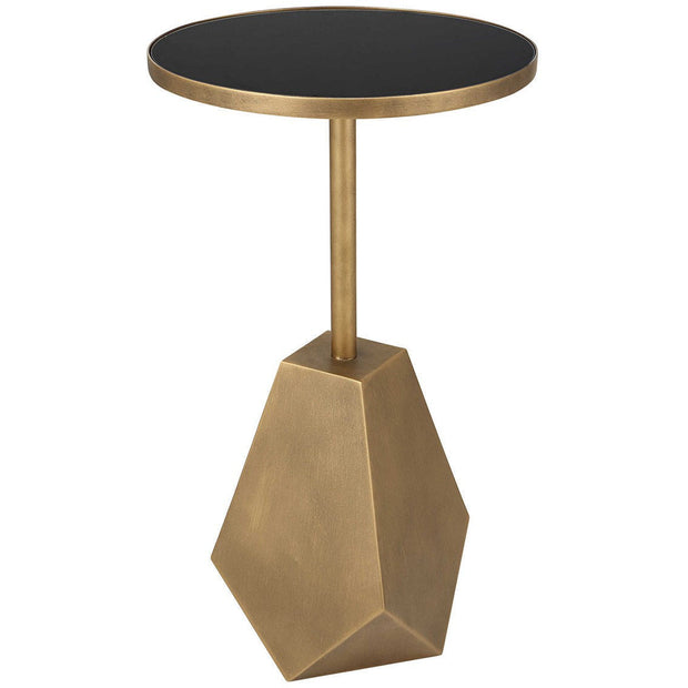 Uttermost Comet Black Glass Top With Antiqued Bronze Iron Modern Accent Table