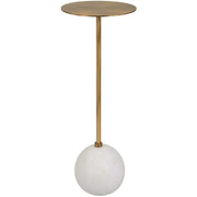 Uttermost Gimlet Brass With White Marble Modern Round Drink Table