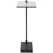 Uttermost Butler Glass Top With Black Marble & Steel Modern Accent Table