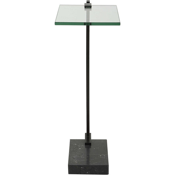 Uttermost Butler Glass Top With Black Marble & Steel Modern Accent Table
