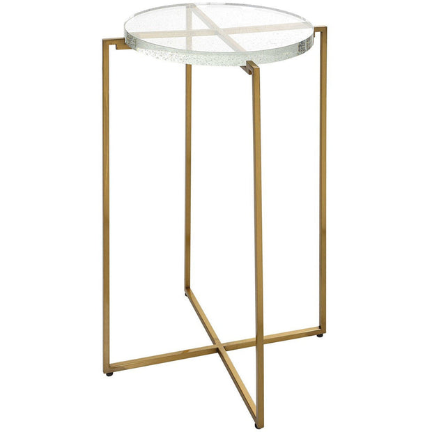Uttermost Star Crossed Seeded Glass Top With Brushed Gold Round Accent Table