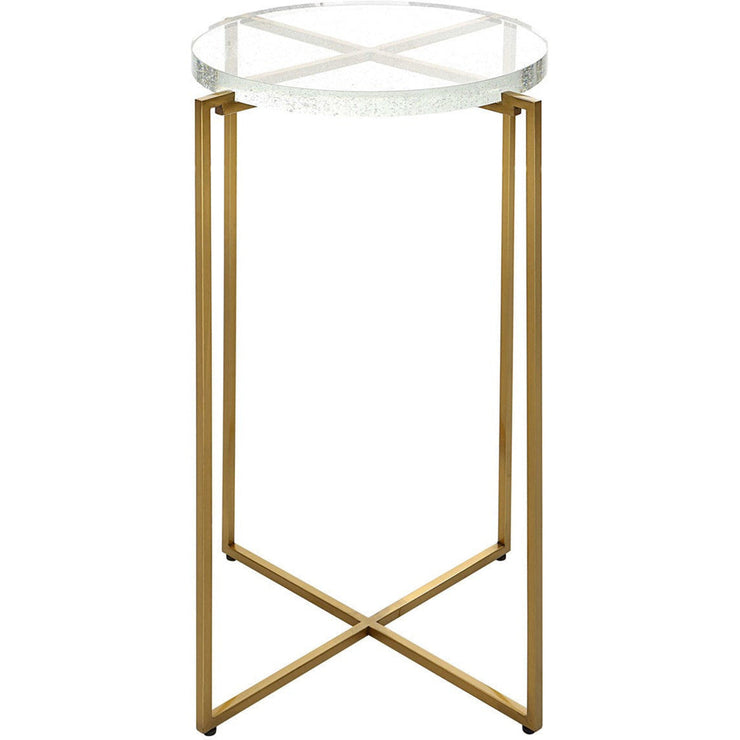 Uttermost Star Crossed Seeded Glass Top With Brushed Gold Round Accent Table