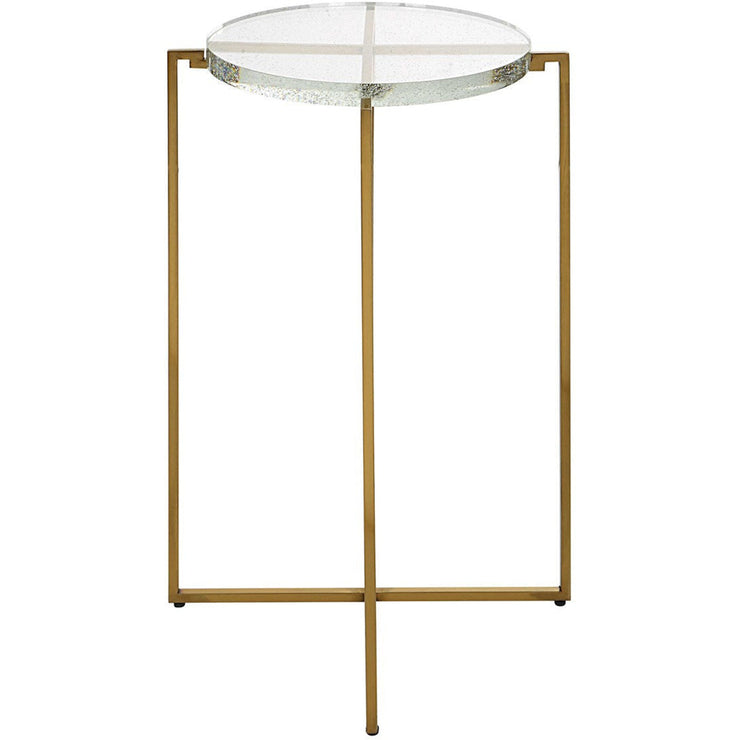 Uttermost Star Crossed Seeded Glass Top With Brushed Gold Round Accent Table