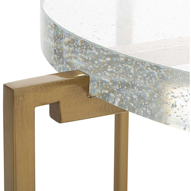 Uttermost Star Crossed Seeded Glass Top With Brushed Gold Round Accent Table