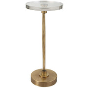 Uttermost Waveney Crystal Top With Antiqued Brass Curved Iron Drink Table