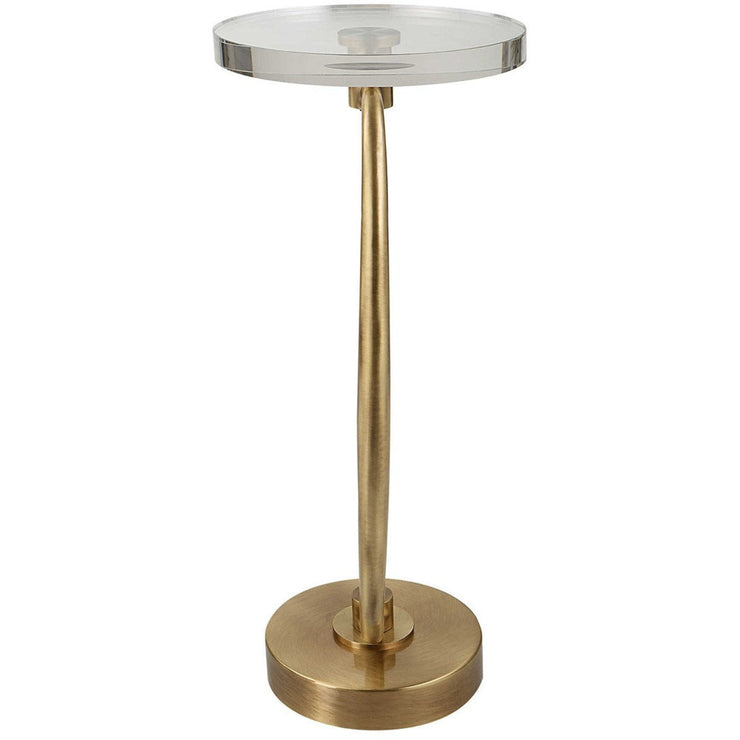 Uttermost Waveney Crystal Top With Antiqued Brass Curved Iron Drink Table