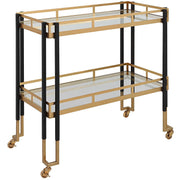 Uttermost Kentmore Glass With Matte Black and Brushed Gold Iron Contemporary Bar Cart