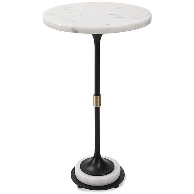Uttermost Sentry White Marble Top With Antiqued Brushed Brass Iron Modern Round Accent Table