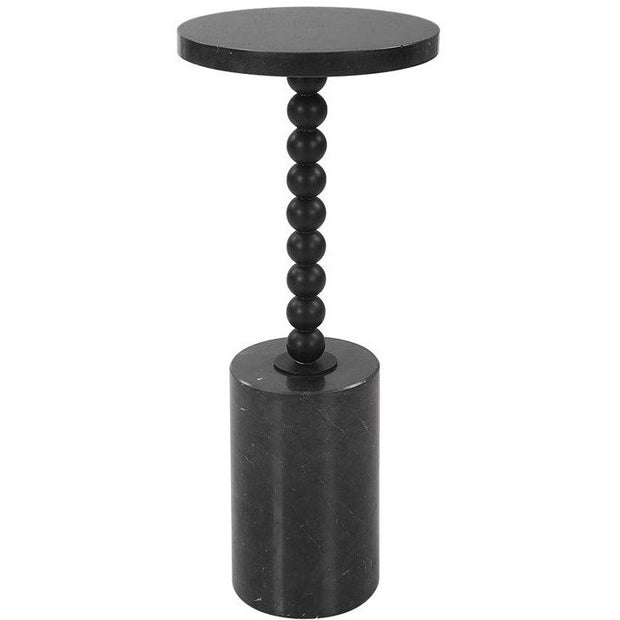 Uttermost Bead Black Marble Round Accent Drink Table