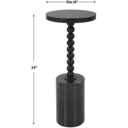 Uttermost Bead Black Marble Round Accent Drink Table