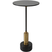 Uttermost Spector Black Glass Top With Brushed Brass Black Iron Modern Round Accent Table