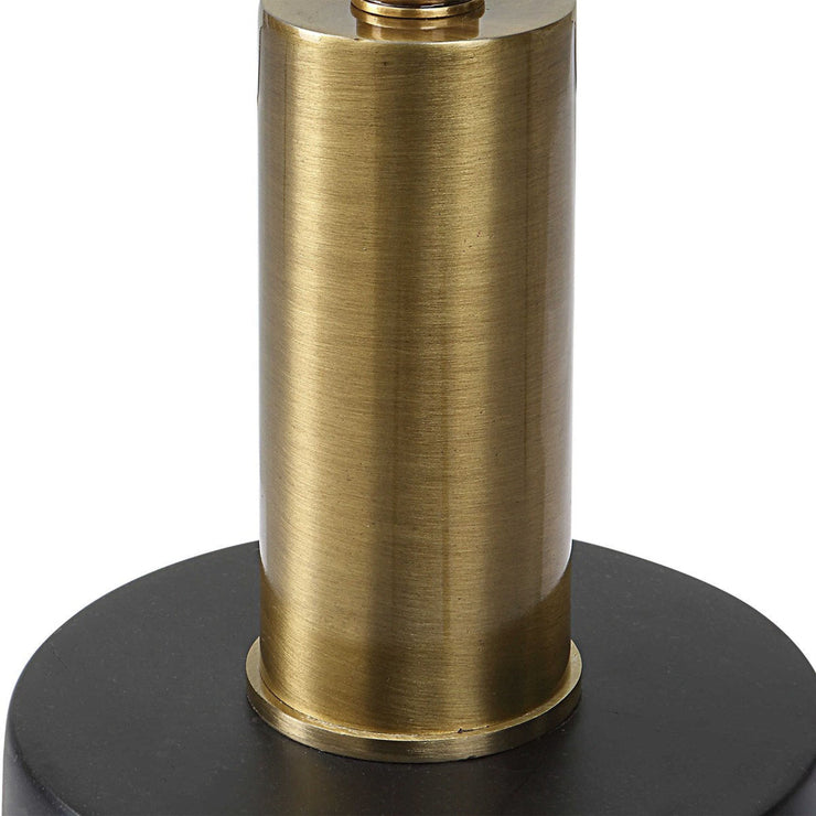 Uttermost Spector Black Glass Top With Brushed Brass Black Iron Modern Round Accent Table