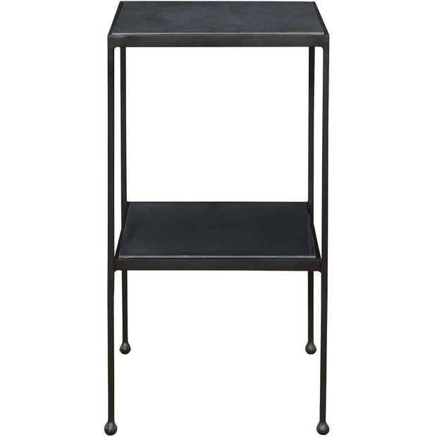 Uttermost Sherwood Black Marble Top With Matte Black Iron Modern Accent Table