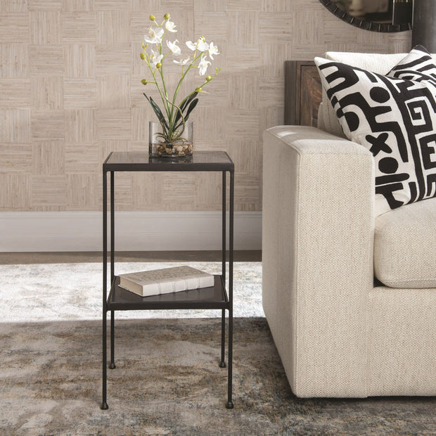 Uttermost Sherwood Black Marble Top With Matte Black Iron Modern Accent Table