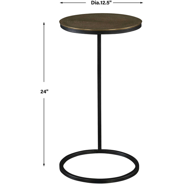 Uttermost Brunei Antiqued Gold Top With Aged Black Iron Base Modern Round Accent Table