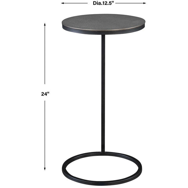 Uttermost Brunei Antiqued Nickel Top With Aged Black Iron Base Modern Round Accent Table