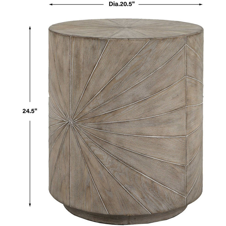 Uttermost Starshine Warm Gray Fir Wood Starburst Rustic Side Table