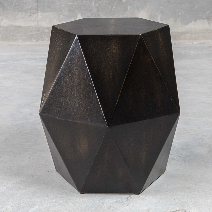 Uttermost Volker Distressed Black Mango Wood Modern Geometric Accent Table