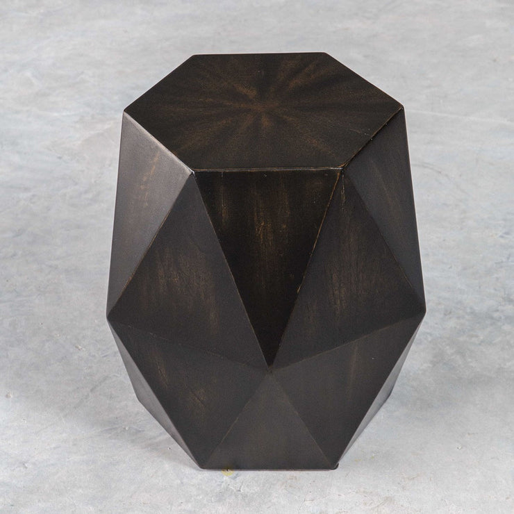 Uttermost Volker Distressed Black Mango Wood Modern Geometric Accent Table