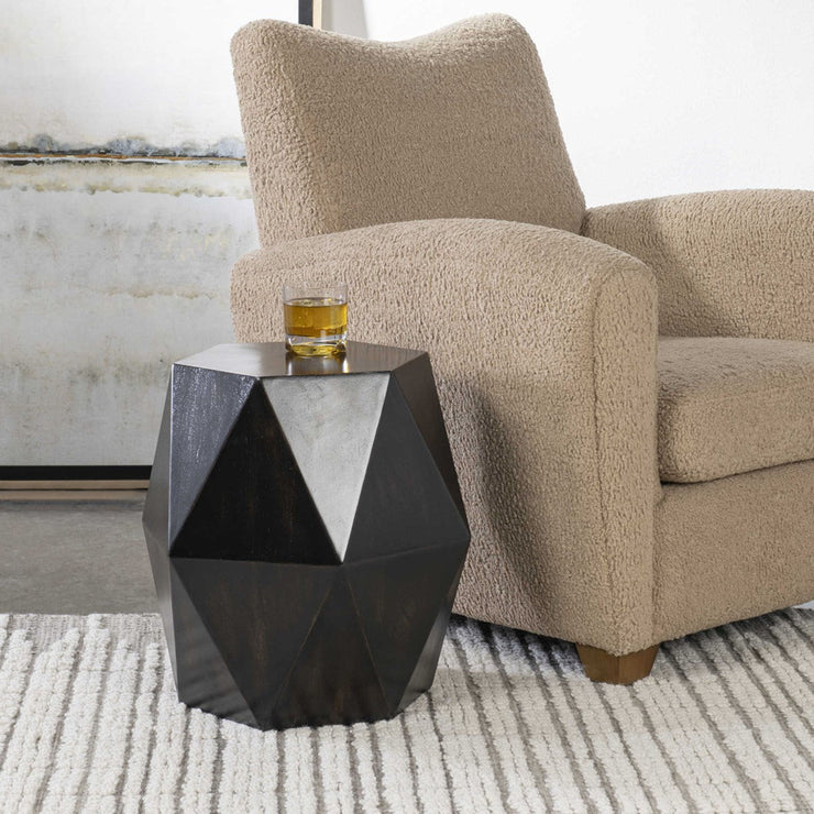 Uttermost Volker Distressed Black Mango Wood Modern Geometric Accent Table
