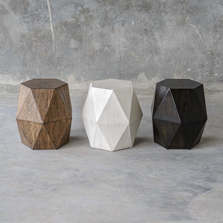 Uttermost Volker Distressed Black Mango Wood Modern Geometric Accent Table