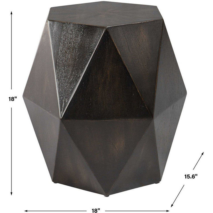 Uttermost Volker Distressed Black Mango Wood Modern Geometric Accent Table