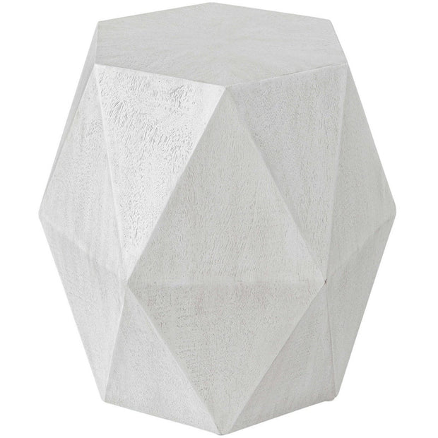 Uttermost Volker White Ceruse Mango Wood Modern Geometric Accent Table
