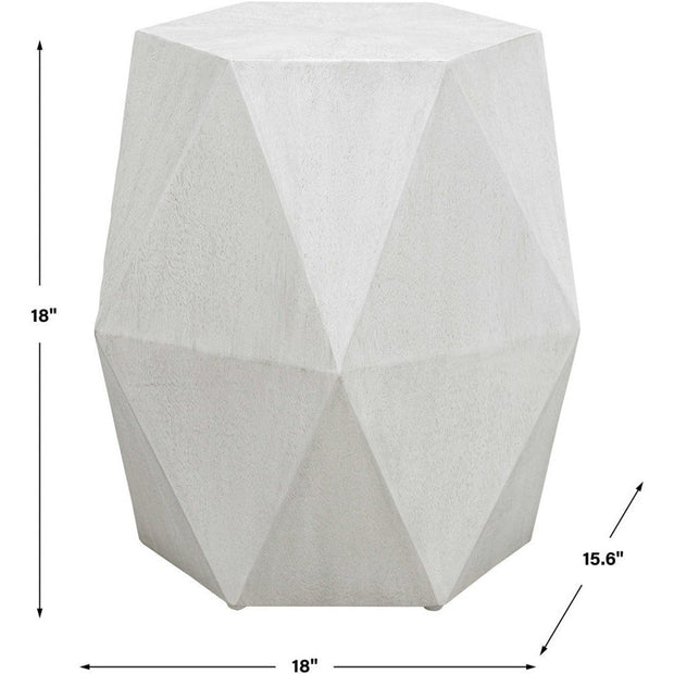 Uttermost Volker White Ceruse Mango Wood Modern Geometric Accent Table