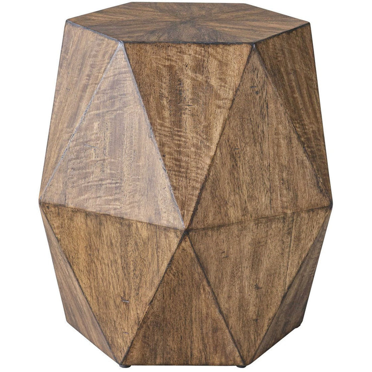 Uttermost Volker Distressed Honey Mango Wood Modern Geometric Accent Table