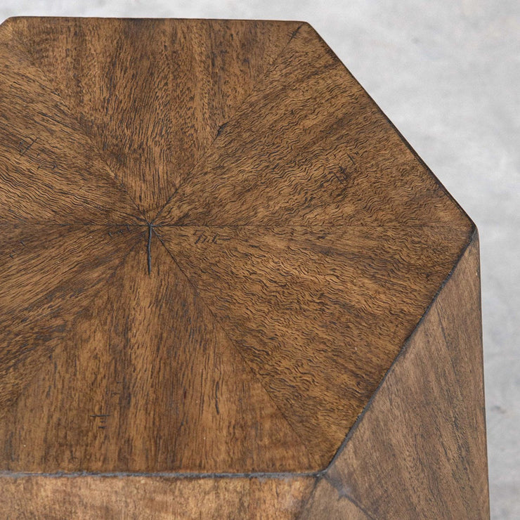 Uttermost Volker Distressed Honey Mango Wood Modern Geometric Accent Table
