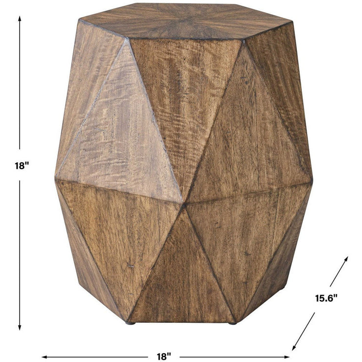 Uttermost Volker Distressed Honey Mango Wood Modern Geometric Accent Table