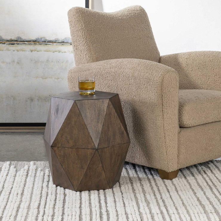 Uttermost Volker Distressed Honey Mango Wood Modern Geometric Accent Table