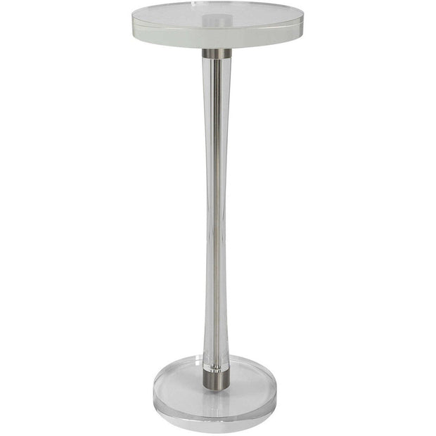 Uttermost Pria Crystal Top With Brushed Nickel Modern Round Drink Table