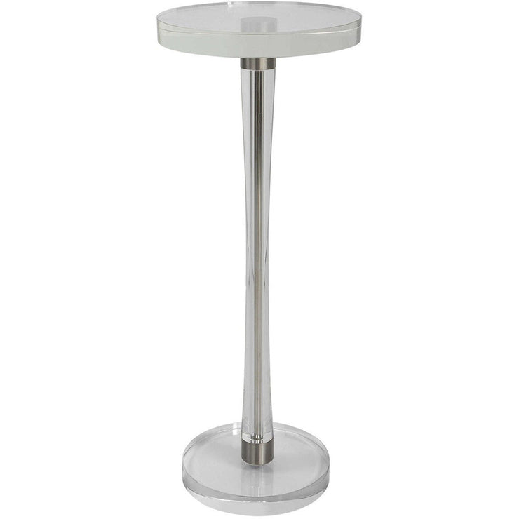 Uttermost Pria Crystal Top With Brushed Nickel Modern Round Drink Table