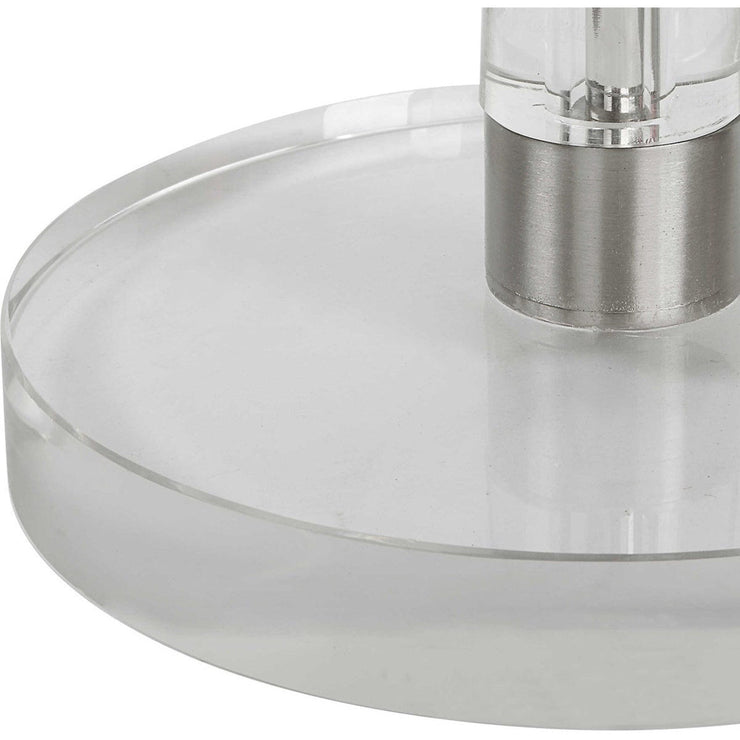 Uttermost Pria Crystal Top With Brushed Nickel Modern Round Drink Table