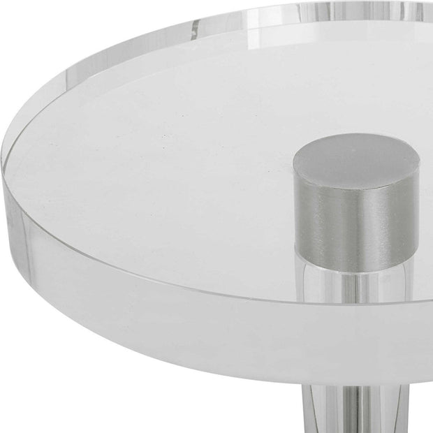 Uttermost Pria Crystal Top With Brushed Nickel Modern Round Drink Table
