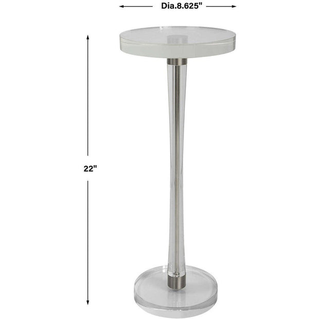 Uttermost Pria Crystal Top With Brushed Nickel Modern Round Drink Table