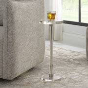 Uttermost Pria Crystal Top With Brushed Nickel Modern Round Drink Table