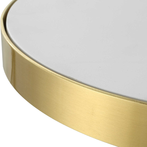 Uttermost Apex Matte White & Brushed Brass Modern Round Accent Table