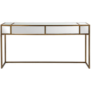 Uttermost Reflect Brushed Aged Gold Iron And Mirrored Accents Console Table