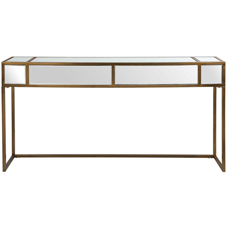 Uttermost Reflect Brushed Aged Gold Iron And Mirrored Accents Console Table