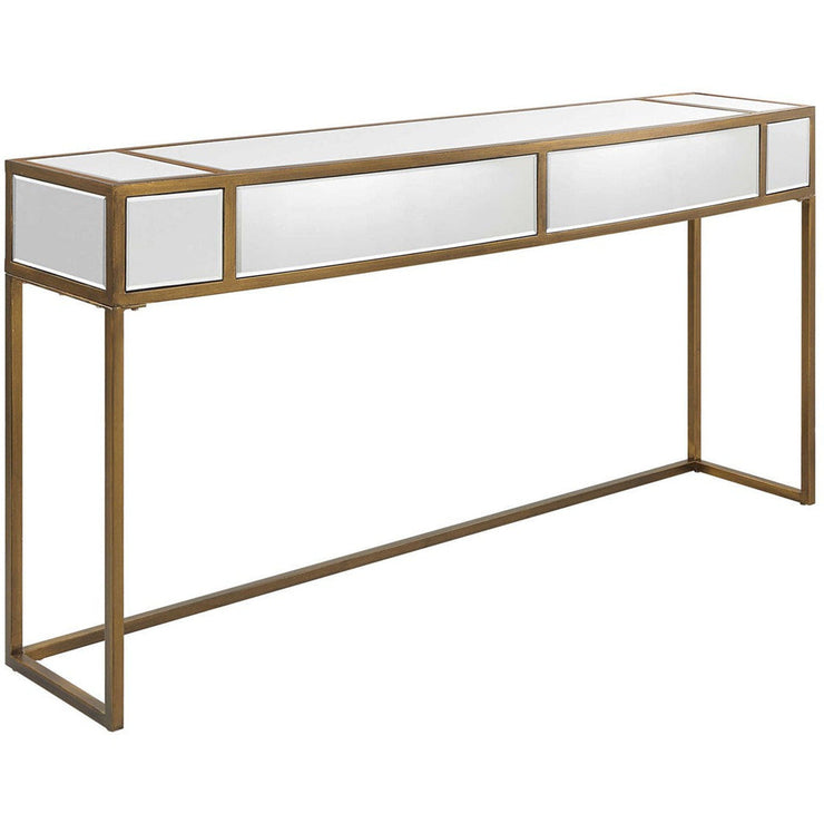 Uttermost Reflect Brushed Aged Gold Iron And Mirrored Accents Console Table
