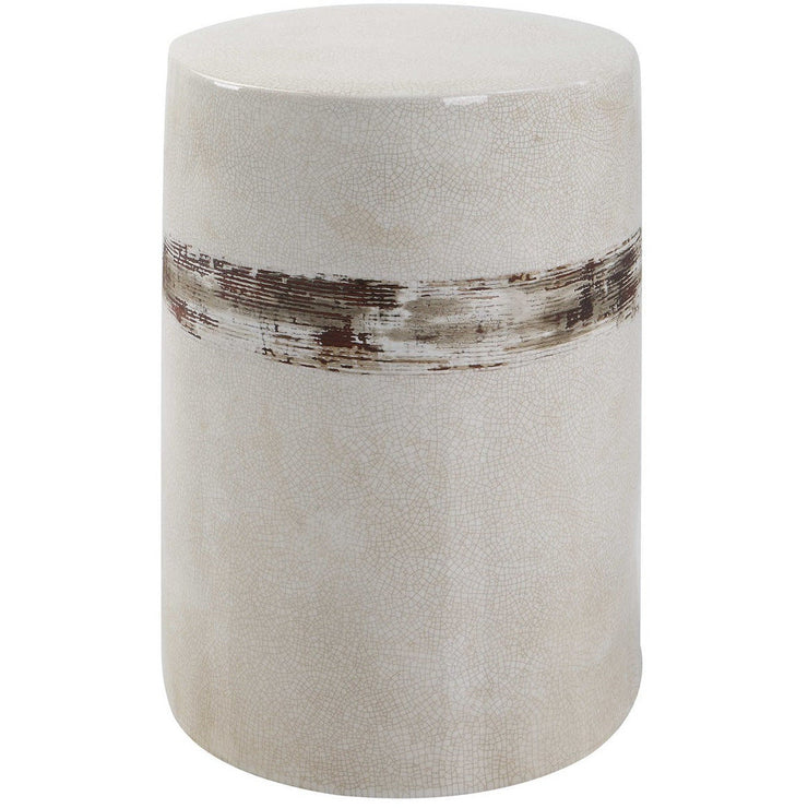 Uttermost Comanche Off White Crackle Glaze Ceramic Garden Stool Indoor or Outdoor Use