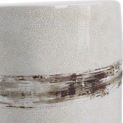 Uttermost Comanche Off White Crackle Glaze Ceramic Garden Stool Indoor or Outdoor Use