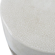 Uttermost Comanche Off White Crackle Glaze Ceramic Garden Stool Indoor or Outdoor Use